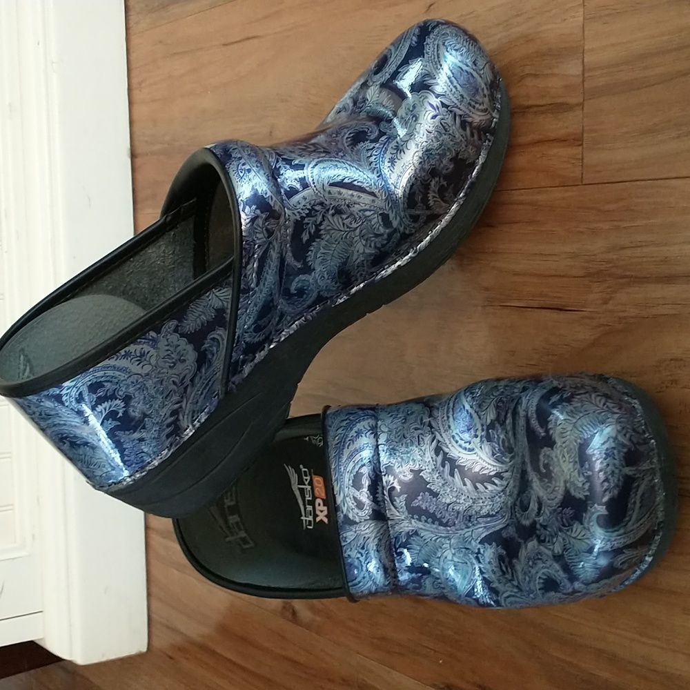 Dansko Metallic Navy Paisley Slip-On Clogs